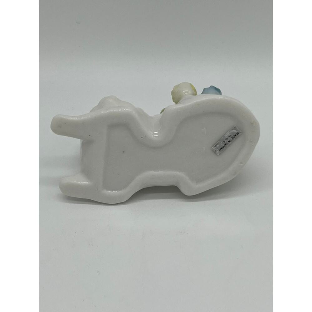 Vintage White Cat Porcelain Pin Cushion Multicolor Pastel Flowers Made in Taiwan - Picture 6 of 8